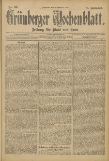 Grünberger Wochenblatt: Zeitung für Stadt und Land, No. 135. (11. November 1905)