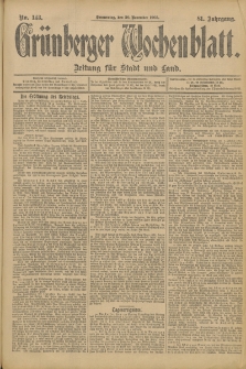 Grünberger Wochenblatt: Zeitung für Stadt und Land, No. 143. (30. November 1905)