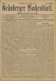 Grünberger Wochenblatt: Zeitung für Stadt und Land, No. 2. (4. Januar 1900)