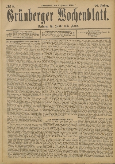 Grünberger Wochenblatt: Zeitung für Stadt und Land, No. 3. (4. Januar 1900)