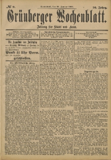 Grünberger Wochenblatt: Zeitung für Stadt und Land, No. 9. (20. Januar 1900)