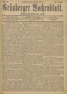 Grünberger Wochenblatt: Zeitung für Stadt und Land, No. 15. (3. Februar 1900)