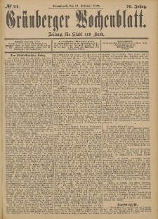 Grünberger Wochenblatt: Zeitung für Stadt und Land, No. 24. (24. Februar 1900)