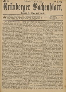 Grünberger Wochenblatt: Zeitung für Stadt und Land, No. 25. (27. Februar 1900)