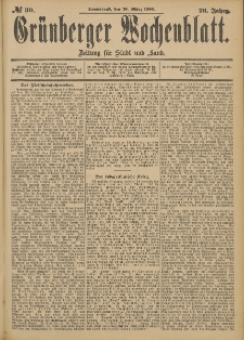 Grünberger Wochenblatt: Zeitung für Stadt und Land, No. 30. (10. März 1900)