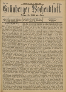 Grünberger Wochenblatt: Zeitung für Stadt und Land, No. 32. (15. März 1900)