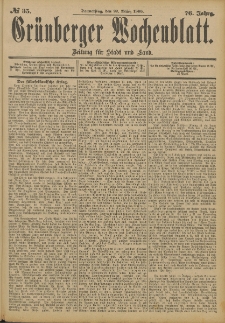 Grünberger Wochenblatt: Zeitung für Stadt und Land, No. 35. (22. März 1900)
