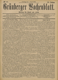 Grünberger Wochenblatt: Zeitung für Stadt und Land, No. 40. (3. April 1900)