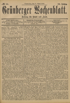 Grünberger Wochenblatt: Zeitung für Stadt und Land, No. 44. (12. April 1900)