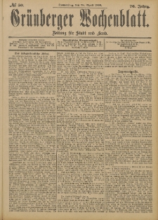 Grünberger Wochenblatt: Zeitung für Stadt und Land, No. 50. (26. April 1900)