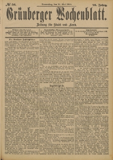 Grünberger Wochenblatt: Zeitung für Stadt und Land, No. 56. (10. Mai 1900)