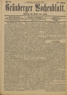 Grünberger Wochenblatt: Zeitung für Stadt und Land, No. 60. (19. Mai 1900)