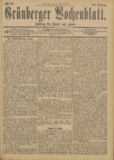 Grünberger Wochenblatt: Zeitung für Stadt und Land, No. 61. (22. Mai 1900)