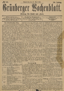 Grünberger Wochenblatt: Zeitung für Stadt und Land, No. 63. (26. Mai 1900)