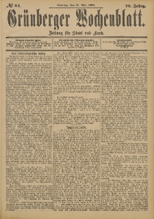 Grünberger Wochenblatt: Zeitung für Stadt und Land, No. 64. (29. Mai 1900)