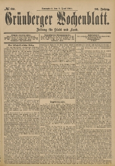 Grünberger Wochenblatt: Zeitung für Stadt und Land, No. 69. (9. Juni 1900)