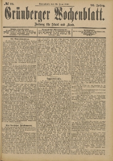 Grünberger Wochenblatt: Zeitung für Stadt und Land, No. 75. (23. Juni 1900)