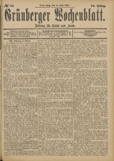 Grünberger Wochenblatt: Zeitung für Stadt und Land, No. 83. (12. Juli 1900)