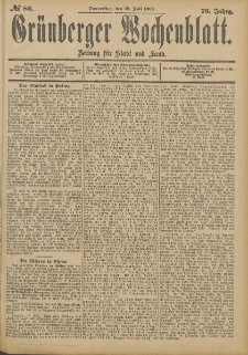 Grünberger Wochenblatt: Zeitung für Stadt und Land, No. 86. (19. Juli 1900)