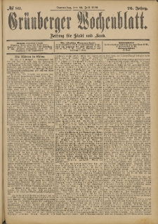 Grünberger Wochenblatt: Zeitung für Stadt und Land, No. 89. (26. Juli 1900)