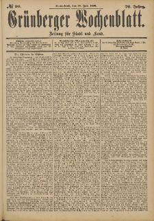 Grünberger Wochenblatt: Zeitung für Stadt und Land, No. 90. (28. Juli 1900)