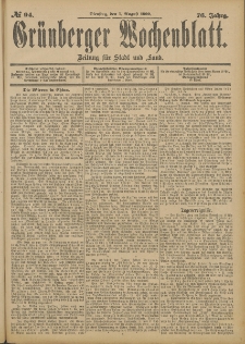 Grünberger Wochenblatt: Zeitung für Stadt und Land, No. 94. (7. August 1900)