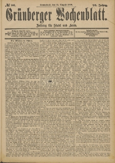 Grünberger Wochenblatt: Zeitung für Stadt und Land, No. 96. (11. August 1900)