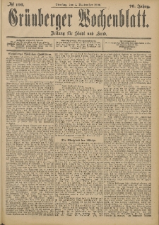 Grünberger Wochenblatt: Zeitung für Stadt und Land, No. 106. (4. September 1900)