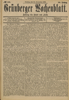Grünberger Wochenblatt: Zeitung für Stadt und Land, No. 115. (25. September 1900)