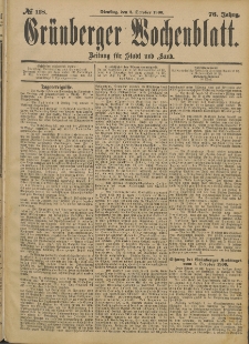 Grünberger Wochenblatt: Zeitung für Stadt und Land, No. 118. (2. Oktober 1900)