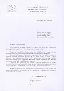 List gratulacyjny prof. Władysława Włosińskiego do profesora Jana Węglarza