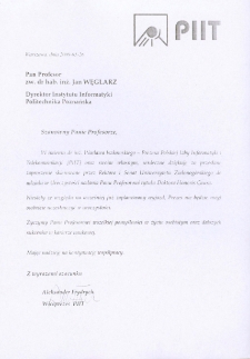 List gratulacyjny Aleksandra Frydrycha do profesora Jana Węglarza