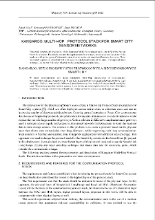 Kangaroo: Multi-Hop protocol stack for Smart City sensor networks = Kangaroo: wieloskokowy stos protokołów dla sieci sensorowych Smart City