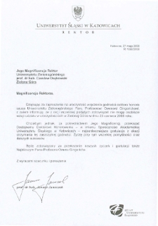 List gratulacyjny prof. Janusza Janeczka do profesora Czesława Osękowskiego