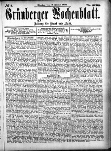 Grünberger Wochenblatt, No. 4. (10. Januar 1899)