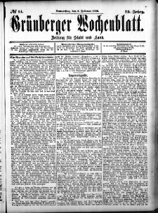 Grünberger Wochenblatt, No. 14. (2. Februar 1899)