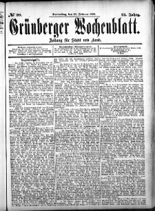 Grünberger Wochenblatt, No. 16. (20. Februar 1899)