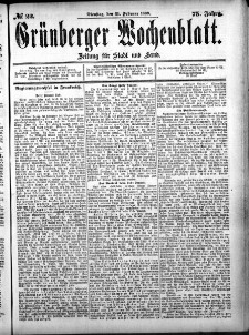Grünberger Wochenblatt, No. 22. (21. Februar 1899)