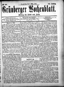 Grünberger Wochenblatt, No. 26. (2. März 1899)