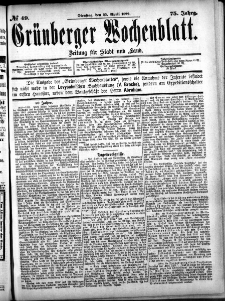 Grünberger Wochenblatt: Zeitung für Stadt und Land, No. 49. (25. April 1899)