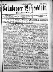 Grünberger Wochenblatt: Zeitung für Stadt und Land, No. 50. (27. April 1899)