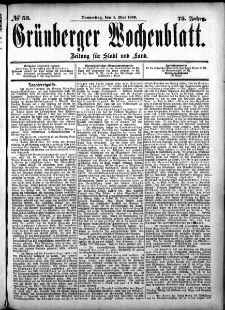 Grünberger Wochenblatt: Zeitung für Stadt und Land, No. 53. (4. Mai 1899)