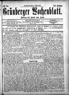 Grünberger Wochenblatt: Zeitung für Stadt und Land, No. 54. (6. Mai 1899)