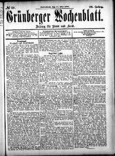 Grünberger Wochenblatt: Zeitung für Stadt und Land, No. 57. (13. Mai 1899)
