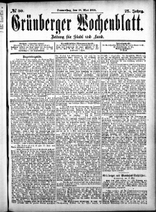Grünberger Wochenblatt: Zeitung für Stadt und Land, No. 59. (18. Mai 1899)