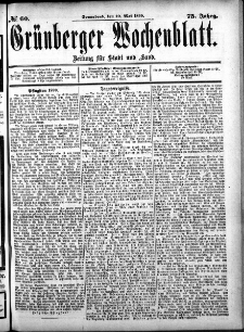 Grünberger Wochenblatt: Zeitung für Stadt und Land, No. 60. (20. Mai 1899)