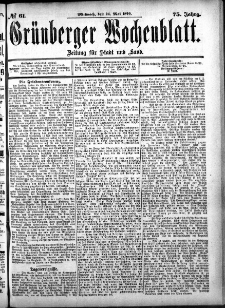Grünberger Wochenblatt: Zeitung für Stadt und Land, No. 61. (24. Mai 1899)