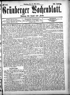 Grünberger Wochenblatt: Zeitung für Stadt und Land, No. 64 (30. Mail 1899)