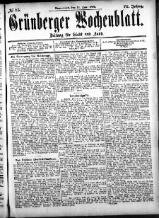 Grünberger Wochenblatt: Zeitung für Stadt und Land, No. 75. (24. Juni 1899)