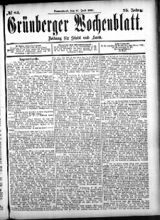 Grünberger Wochenblatt: Zeitung für Stadt und Land, No. 84. (15. Juli 1899)